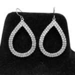 Sparkling Formal Prom Fancy Rhinestones Teardrop Drop Dangle Earrings Silver Photo 1