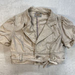 Free People Free People Cropped Denim utility Jacket Womens 8 Beige Puff Short Sleeve Y2k Photo 0