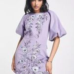 ASOS  Floral Embroidered Dress in Lavender 8 Photo 8