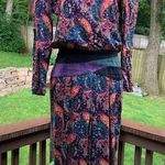 70's 80's Vintage Patty O’Neil Paisley Suede Waist Dress Size 4/6 (vintage 10) Blue Photo 0