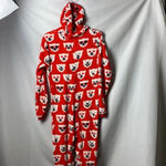 COCA COLA BEAR WOMENS SIZE MEDIUM ONE PIECE FOOTED HOODED PAJAMAS ZIP FRONT Red Photo 7