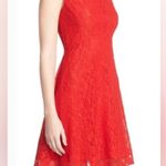 French Connection Lace Fit & Flare Dress Womens 6 Red Mini Sleeveless Classy Photo 0