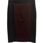 Grace Le Cirque Skirt Black Brick Red Polka Dot Career Pencil Size 4 Photo 0