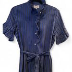 Mille Victoria Dress in Cobalt Stripe. Size Medium. Blue Photo 11