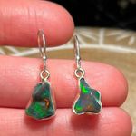 Sterling Silver Black Ethiopian Opal Raw Form 925  Earrings Photo 10