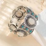 Bohemian Retro Style Silver Color Elastic‎ Women's Turquoise Bracelet Photo 6