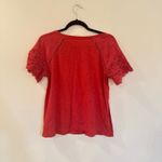 Loft  Vintage Soft Tee sz S Women's Red Short Sleeve Blouse eyelet sleeves Photo 3