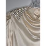 Vintage Lloyd Williams Silk cream blouse beaded sequin draped cowl neck medium Photo 4