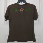 Putumayo Taupe Embroidered Tee Raw Hems Large Photo 2