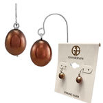 Giani Bernini NEW Cultured Freshwater Pearl EARRINGS Chocolate & Sterling Silver Photo 1