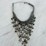 Free People Blue Cascading Stone Cotton Necklace NWOT Photo 2