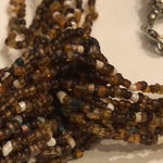 Vintage Amber Boho Seed Bead Beaded Multi Strand Necklace Brown Photo 6