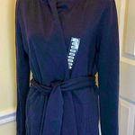 Lucky Brand  Navy Blue Belted Open Hooded Jacket w Pockets Sz Large NWT Photo 0