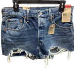 Levi's Size 31 Blue 501 High Rise, Fitted Through The Hip Distressed Shorts. Photo 0