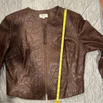 Women’s vintage brown Vakko leather jacket with perforated detailing. Size L Photo 10