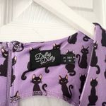 Dolly and Dotty Unique Vintage Purple Billie Black Cat Print Midi Flare Dress 10 Photo 6