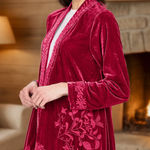 Boutique Time For Me Embroidered Velvet Open Front Cardigan sz M Photo 0