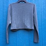 Sophie Rue NWT Grey Long Sleeve Ribbed Surplice Crop Top Size Large Photo 2