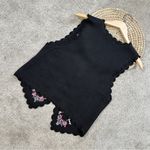 Yarnworks Women’s Vintage 90s Floral Embroidered Button Front Sweater Vest MP Black Size undefined Photo 3