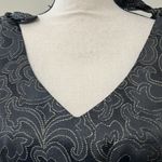 Spense women's 10 black gold metallic v neck sleeveless dress belt bow shoulder Photo 2