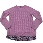 The Limited  Womens Medium Lilac Cable Knit Sweater With Floral Hem Photo 0