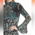 Free People  Lady luck printed tunic mini dress mock neck open back paisley Small Photo 10