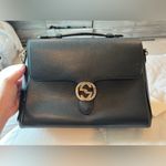 Gucci Authentic Black Calfskin Leather GG Interlocking Crossbody Bag Purse Photo 4