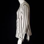 Topshop White & Black Striped V-Neck Button Down Shirt (6) Photo 6