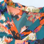 NEW Deep Turquoise Abstract Multicolor Print Belted Ruffle Satin Mini Dress Size XL Photo 12