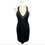 BCBGMAXAZRIA BCBG Diamante Mesh Mini Dress Black V-Neck Halter XS Clubwear Disco Party Photo 12