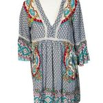 Umgee Boho Tunic Mixed Print Dress Small Lightweight V-Neck Geometric Bohemian Photo 0