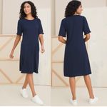Chico's NWOT  Tulip Sleeve Sneaker Dress Navy US 16-18 Photo 1