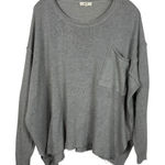 easel  Light Gray Oversized Distressed Knit Pocket Lightweight Sweater Top Small Photo 0
