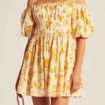 Abercrombie & Fitch Yellow Floral Off The Shoulder Prep Mini Dress Size Medium Photo 0