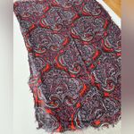The Limited  Violet Orange White Paisley Print Sheer Fringe Wrap Scarf Photo 2