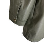 Maeve Anthropologie Kellie Faux Leather Trench Coat Utility Jacket Green Size 8 Photo 12