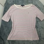 Tommy Hilfiger  Red, White And Blue Striped Boatneck Short Sleeve Shirt - Size L Photo 7