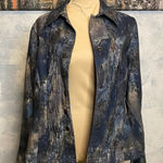 Coldwater Creek Dark Floral Denim Button up Jacket Long Sleeve size 8 Photo 0