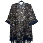 Maurice's  Black Multicolor Paisley Floral Print Fringe Hem Kimono Photo 1