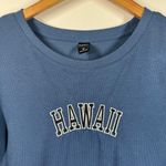 Dazy Top Women XL Blue Hawaii Graphic Embroidery Crop T Photo 3