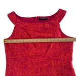 Ellen Tracy  Vibrant Pink Orange Swirl Floral Roses Midi Dress Pockets Size Large Photo 7