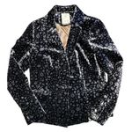 Anthropologie  Elevenses Lumi Velvet Silver Metallic Accent Jacket Blazer 6 Photo 0