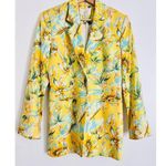 Cache Vintage  Hawaiian Floral Single Button Blazer Jacket 2 Yellow Tropical Photo 0