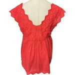 Lucky Brand  Poppy Red Eyelet Sleeveless‎ Summer Babydoll Top Blouse Size S NEW Photo 6
