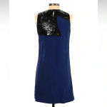 Jay Godfrey  Blue Silk Mini Cocktail Formal Party Dress Black Sequins  Size 2 XS Photo 1