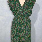 DR2 Green & Blue Paisley Short Sleeve Double V Above Knee Casual Chiffon Dress L Size L Photo 3