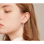 Boutique NEW Women'sā 2 Piece Platinum Plated S925 Starry Diamond Simulant Hoop Earrings Photo 10