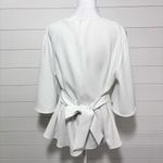 ZARA  White Women FLOWING TOP WITH TIE‎ DETAIL Ruffled Short Sleeve Size XL Photo 2
