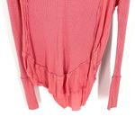 Free People Catalina Pink Waffle Knit Raw Hem Boho Beach Long Sleeve Thermal Top Photo 4