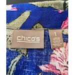 Chico's 1 Tahiti Tropis Linen Jacket Women M Button Front Side Pocket Long Sleeve Photo 7